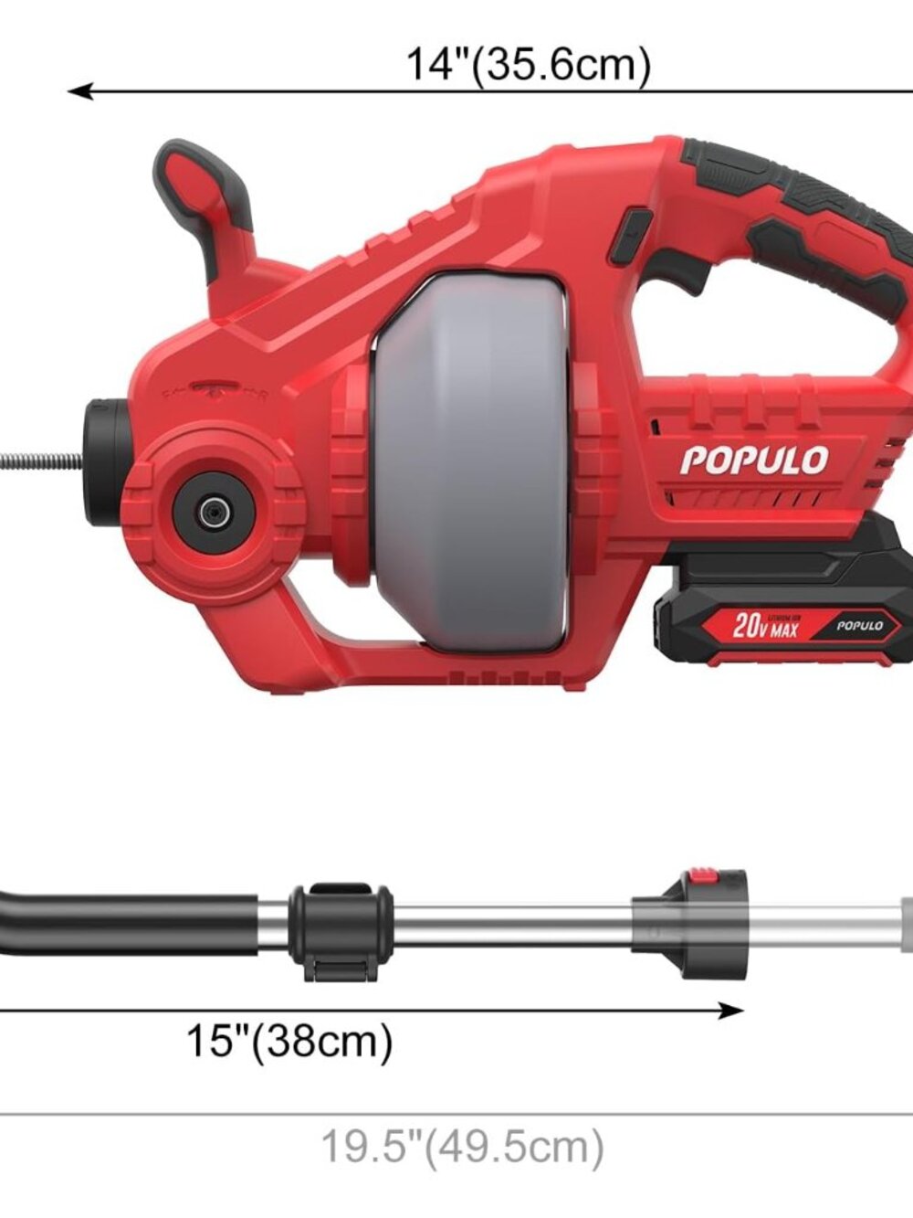 20V Cordless Electric Drain Snake, 25Ft Replaceable Cable with 2.0Ah Battery, Ex - Picture 2 of 9